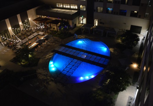 T-shaped Multi-Surface Pool Cover Night Shot