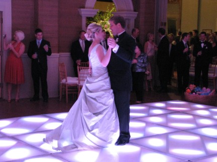 Bridal couple on white LED Dance Floor