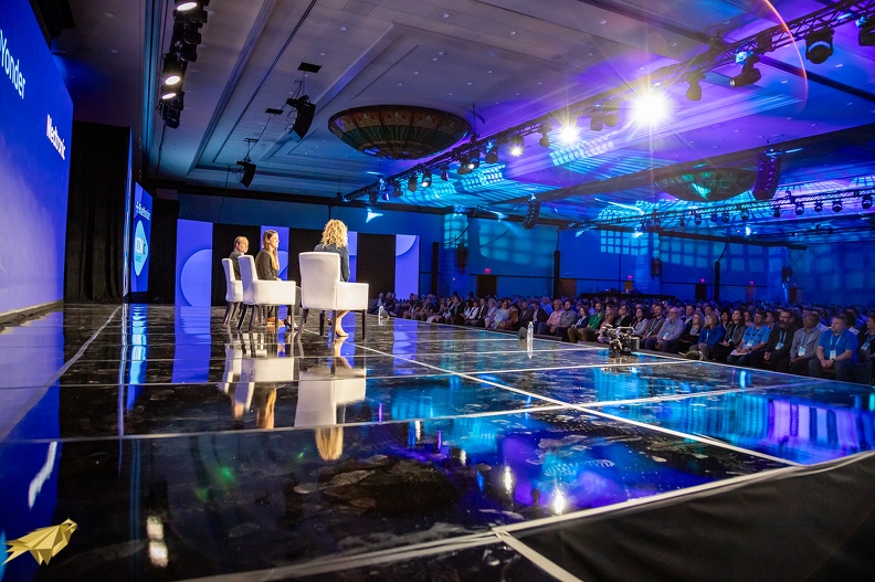 This custom stage rental for a discussion panel was designed and customized to the style and needs of the client. Gloss black marlite stage covering was used to provide a exciting, sleek look. custom stage gloss black.jpg